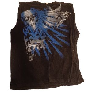 Tank (M) black with white and blue skull with wings